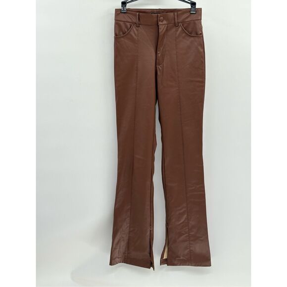 Zara Bootcut Pants Zip Ankle‎ Women Small Brown Fleece Line High Rise - Picture 1 of 12